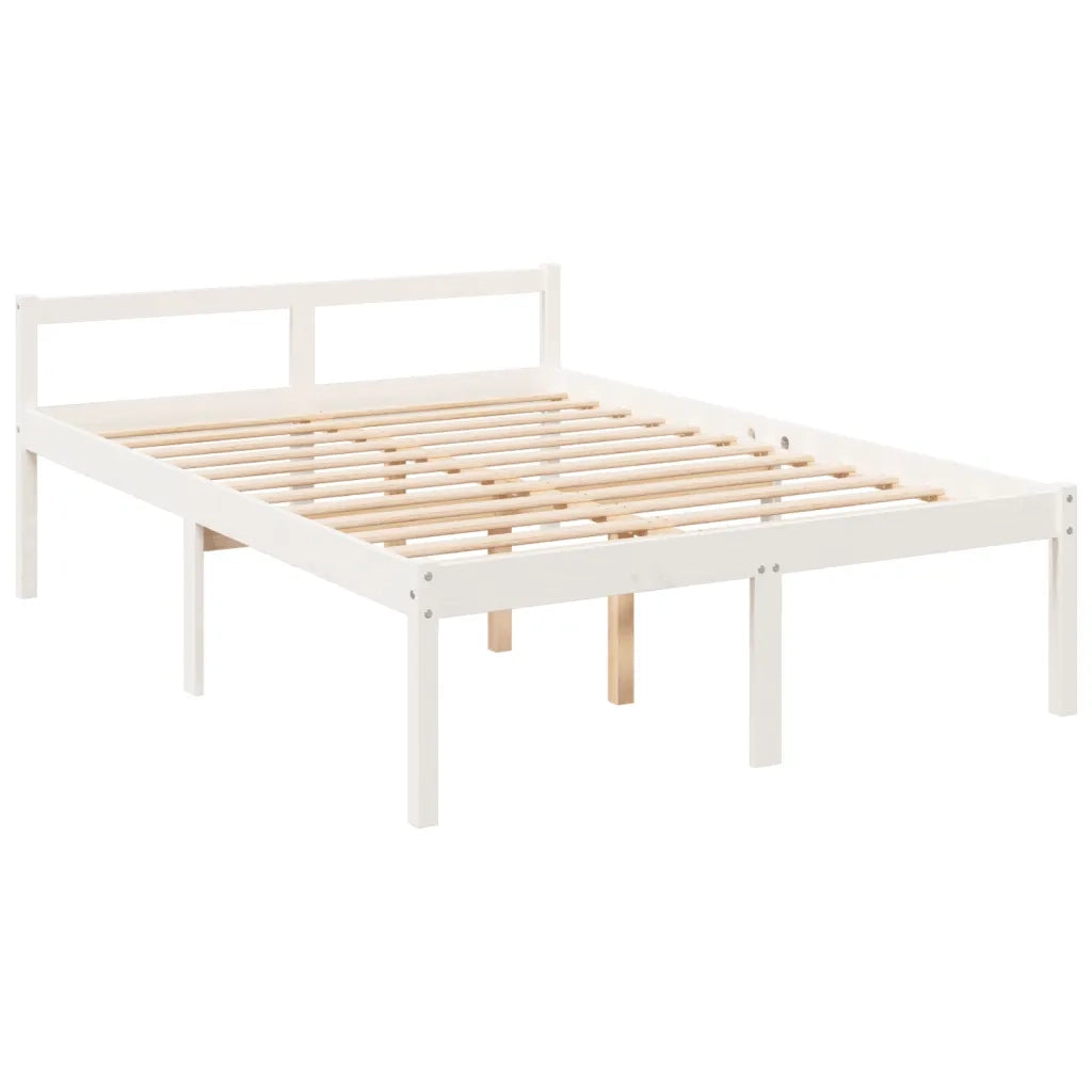 Letto per Anziani Bianco 140x190 cm in Legno Massello di Pino 810595