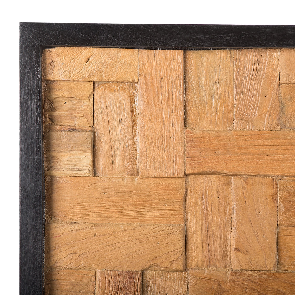 Decorazione da parete in legno chiaro teak 40 x 100 cm rettangolare rustico
