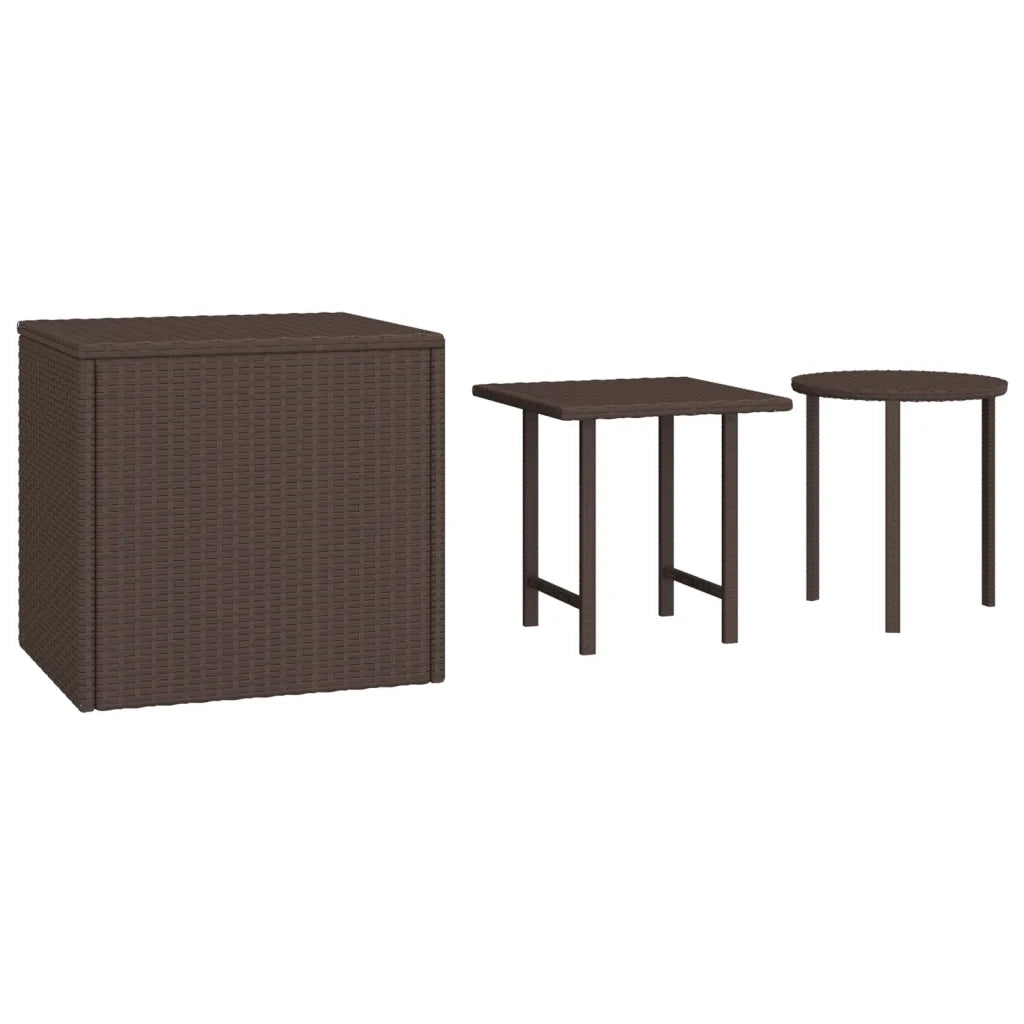 Tavolini 3 pz | Tavolo laterale Marroni in Polyrattan