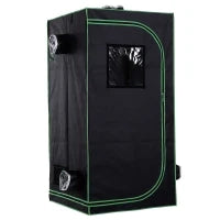 Tenda Idroponica in Oxford 600D con 5 Prese d'Aria Regolabili e Finestra, Serra Idroponica per Coltivazione con Foro per Cavi da Interno, 80x80x160 cm, Nero