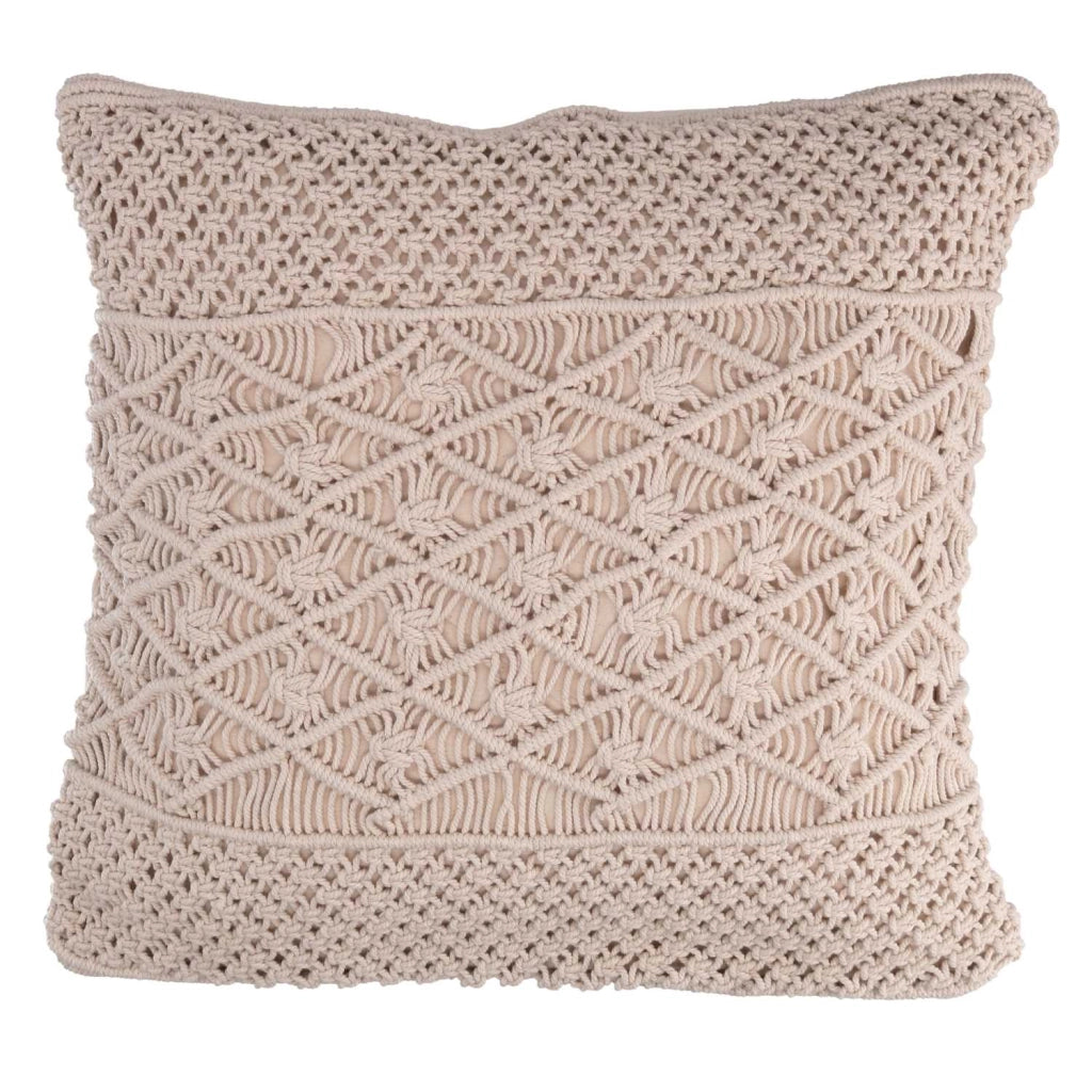 Fodera per Cuscino Decorativo Quadrato 45x45 cm in Tessuto Macramè Ecrù