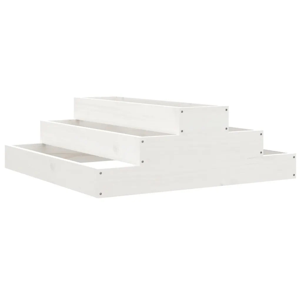 Fioriera Bianca 80x80x27 cm in Legno Massello di Pino 823893