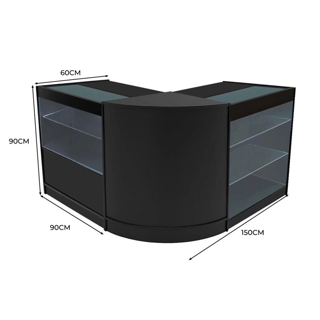 Set Bancone Nero Hera LED K900 C900 CM60 con Serratura e Vetrina Espositiva