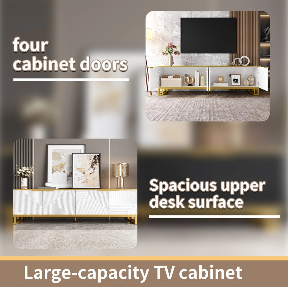 Mobile TV con Ante ¨C MINIMAL ¨C Legno, Design Geometrico, 160x37.5x48 cm