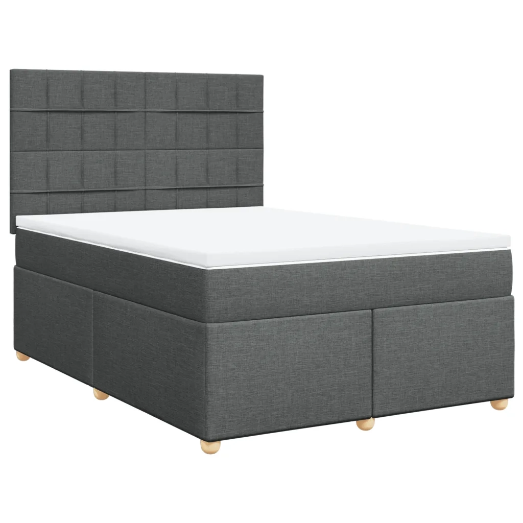 Giroletto a Molle con Materasso Grigio Scuro 140x190 cm Tessuto