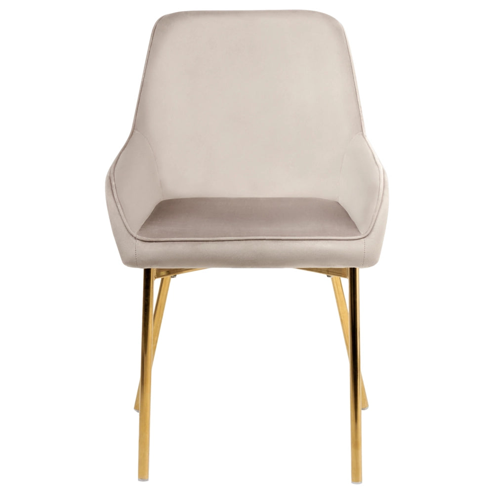 Set di 2 Sedie da Pranzo con Rivestimento in Velluto beige gambe dorate glamour retrò