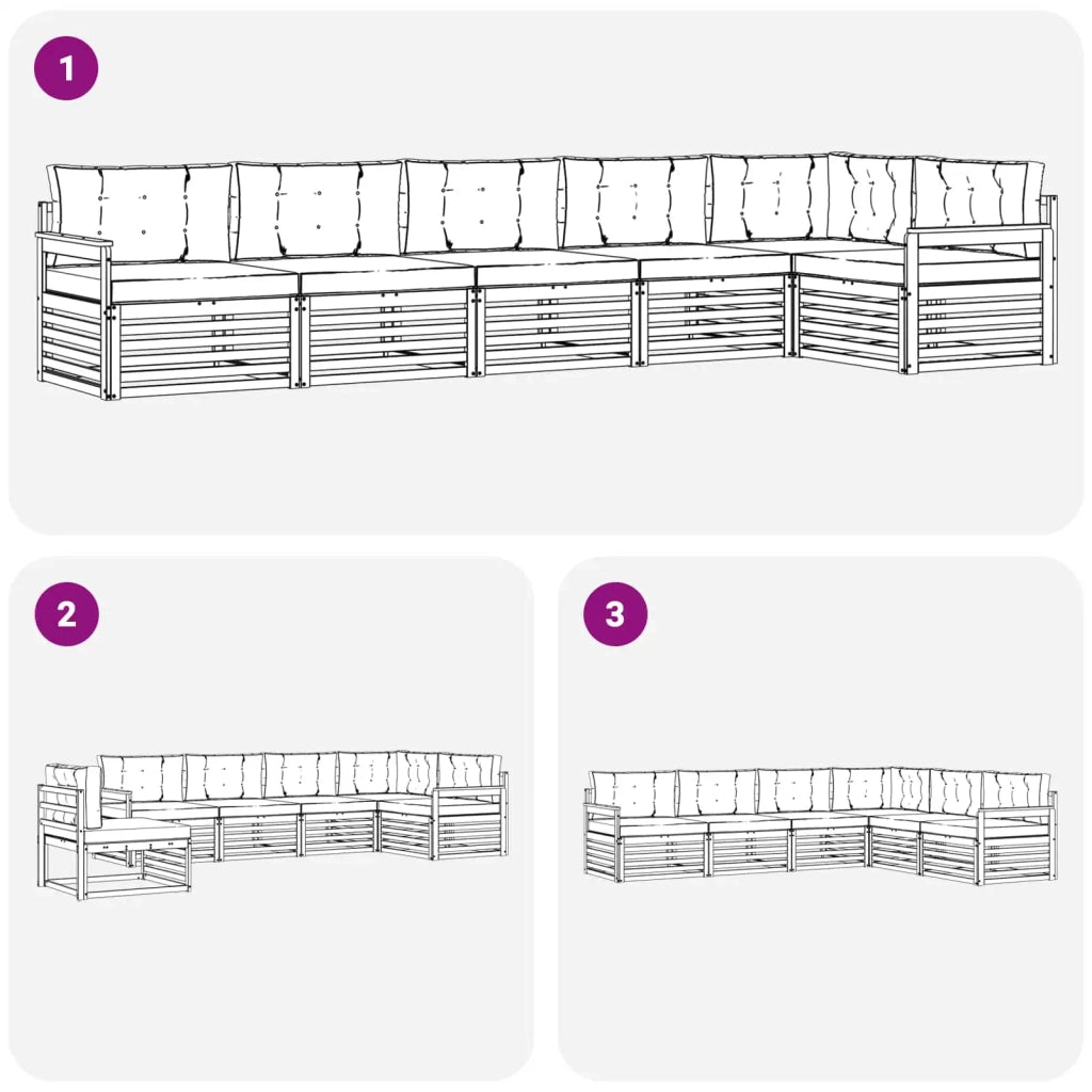 Set di divani da esterno 6 pz Bianco e Antracite Poliestere 3390552