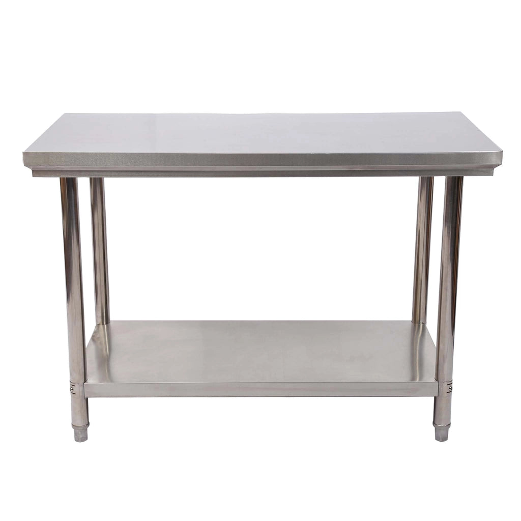 Tavolo da lavoro in acciaio inox 120 x 60 x 85 cm con ripiano inferiore e piedi regolabili