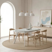 Tavolo da pranzo allungabile in vetro temperato bianco Blanco 140-210x90 cm fino a 8 posti | Duzzle
