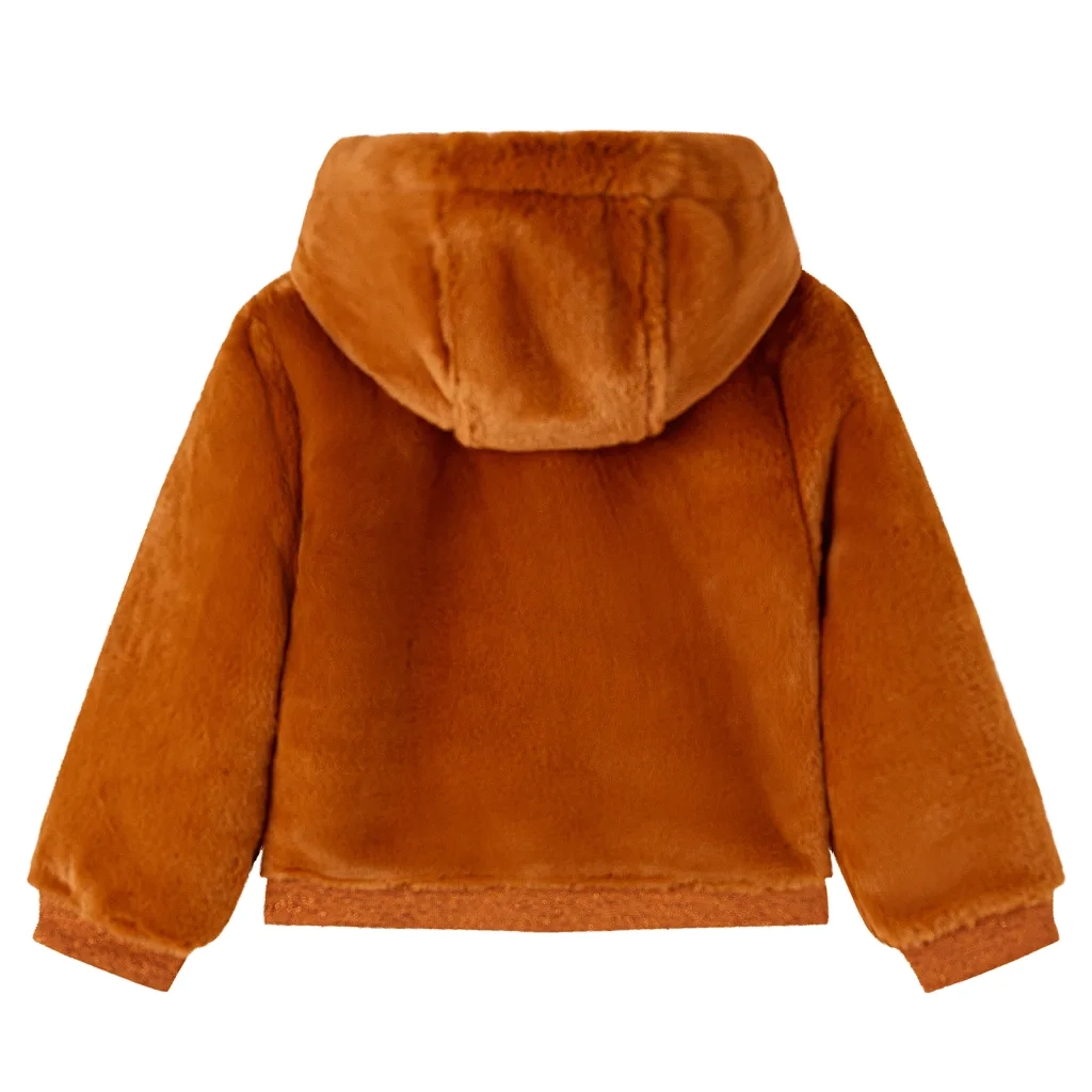 Giacca con Cappuccio per Bambini in Pelliccia Sintetica Cognac 104cod mxl 132121
