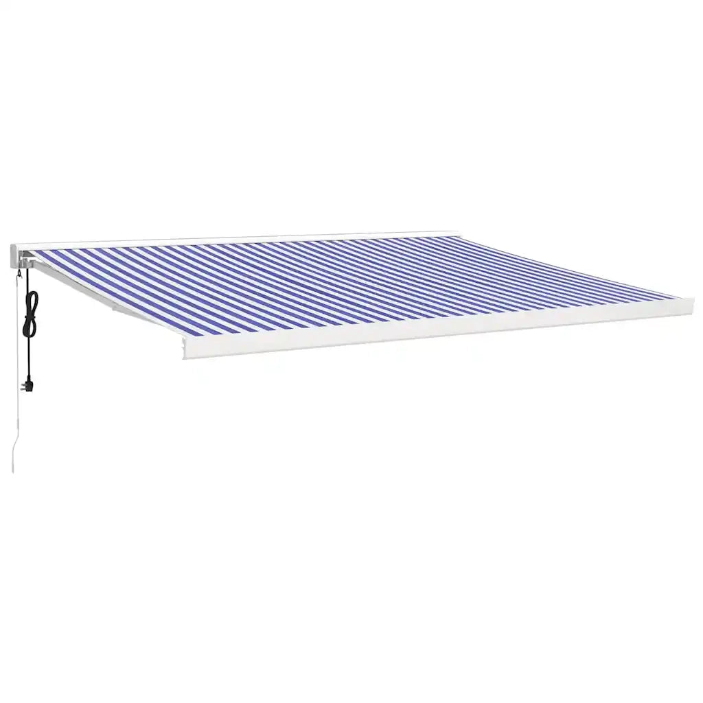 Tendada Sole Retrattile Blu e Bianca 4x3 m Tessuto e Alluminiocod mxl 69613
