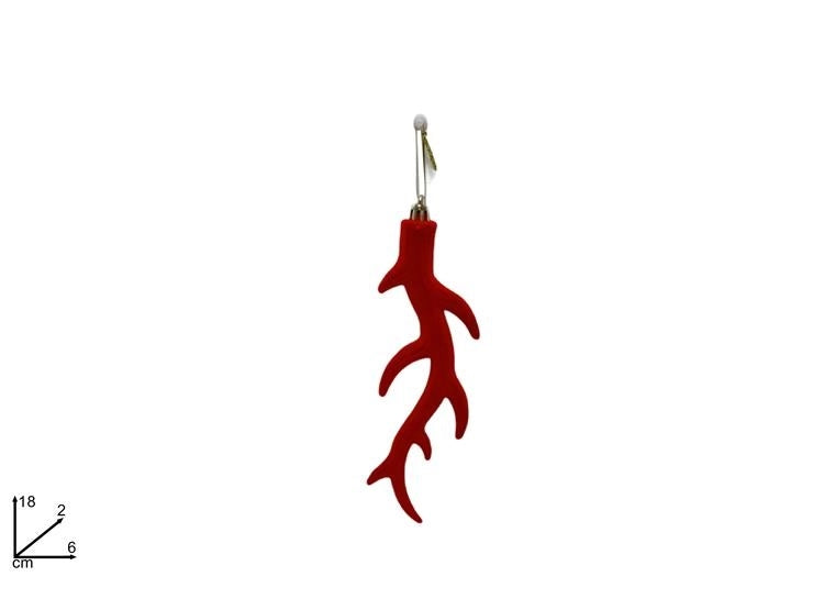 1 Pezzo Decorazione Albero di Natale Natalizio Corno Renna in Velluto Rosso 18 cm