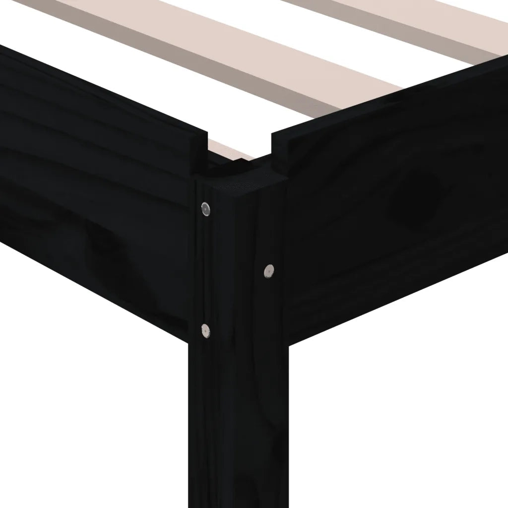Letto singolo | Letto per adulti | Letto Impilabile Nero 90x200cm in Legno Massello di Pino