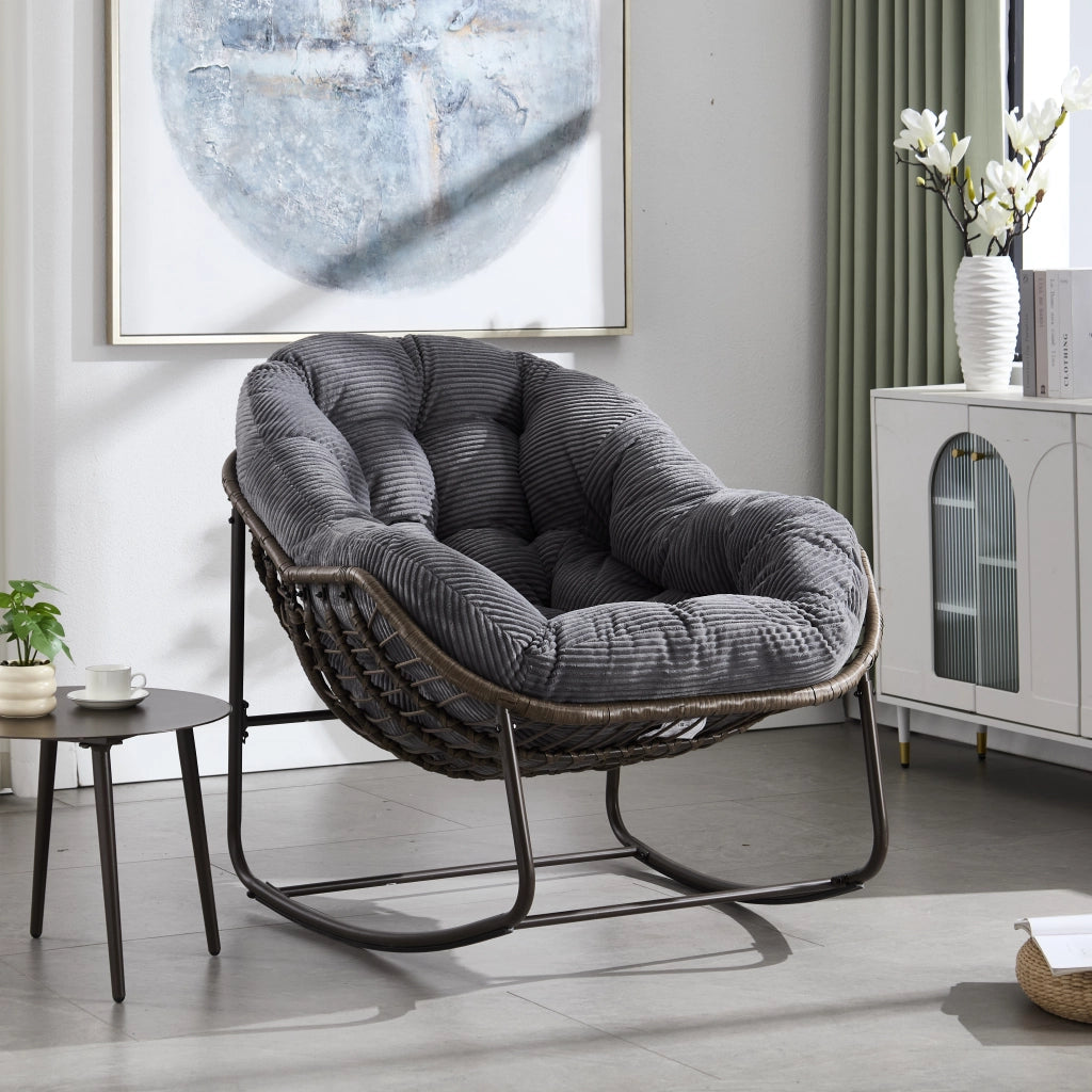 POLTRONA A DONDOLO 78x106x90 cm Rattan sintetico Grigio