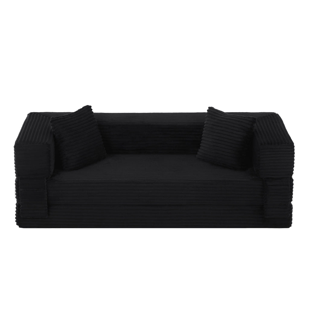 Divano Convertibile in Letto in Schiuma con Rivestimento a Corda, Design Classico, Nero