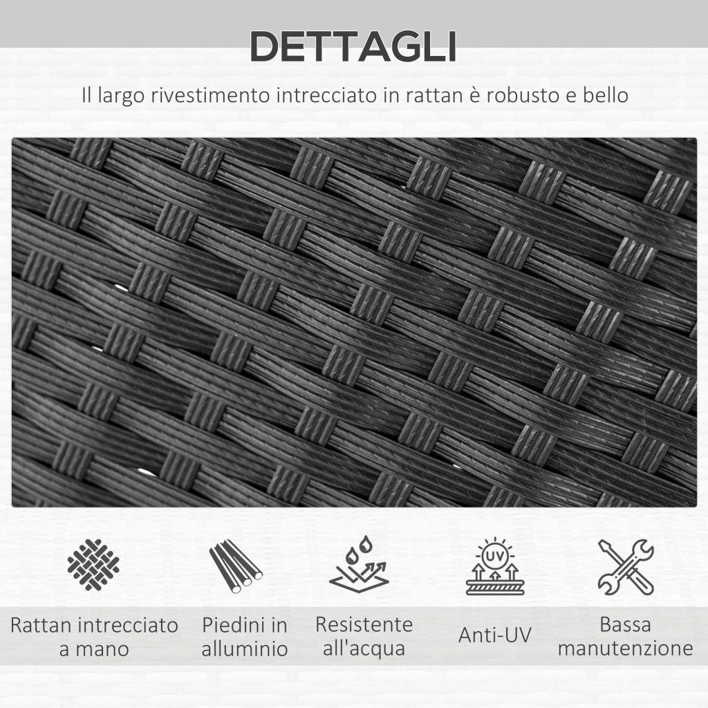 EasyComfort Set Tavolo e Sedie da Giardino 7 Pezzi in PE Rattan e Legno con Cuscini Morbidi, Nero