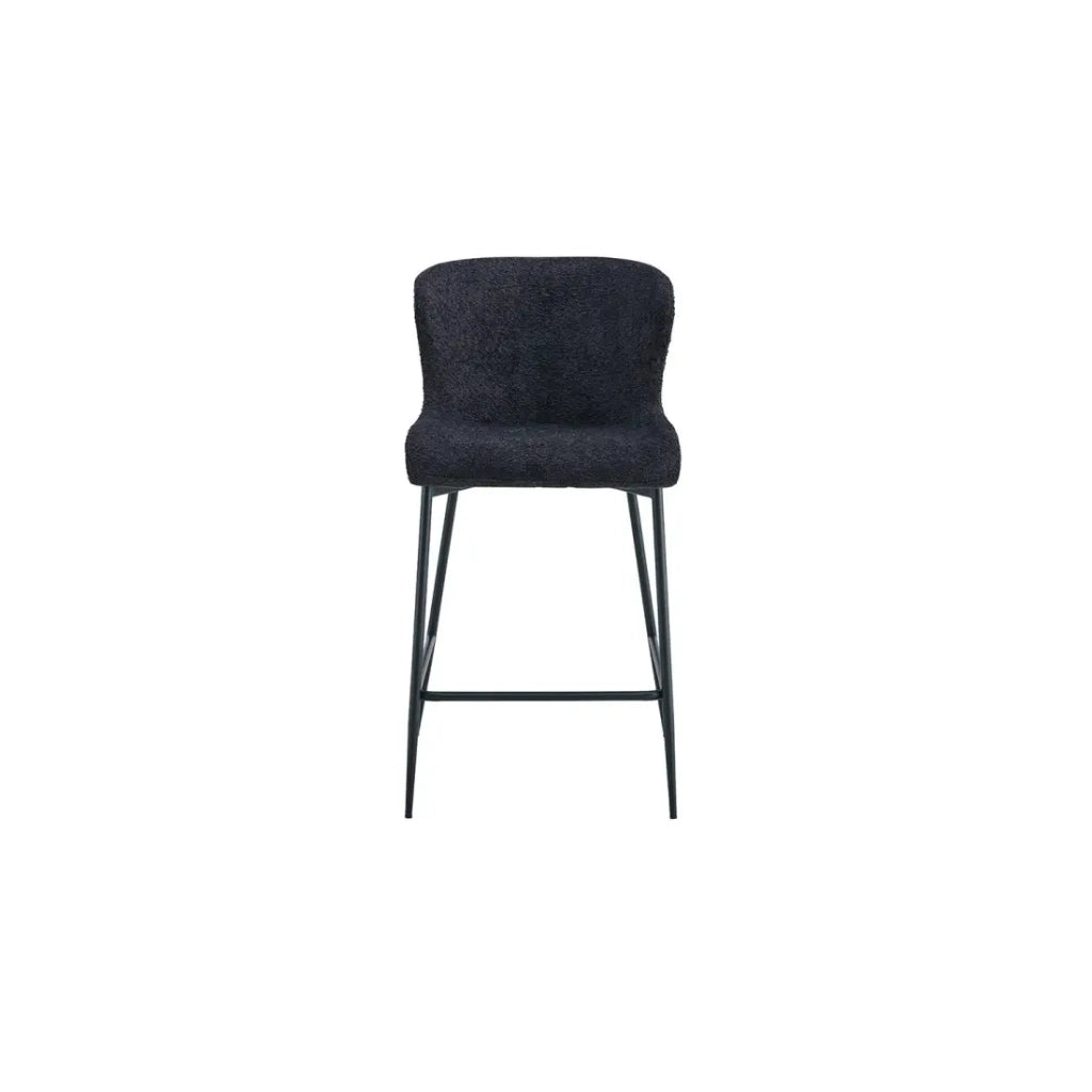 Sedia da bancone LISE - Tessuto bouclé grigio scuro - Piedi in metallo nero - Stile design/industriale