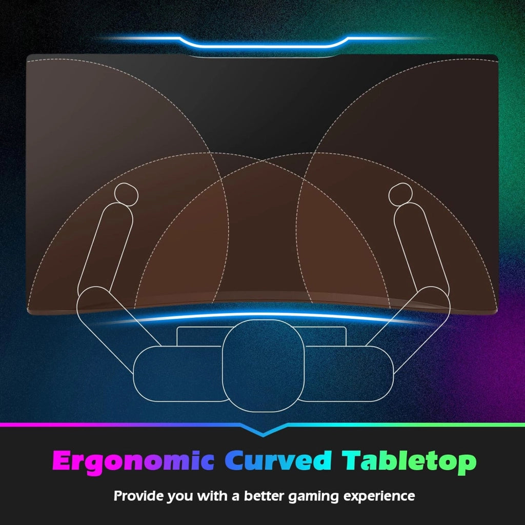 Tavolo da gioco per computer, ergonomico, PC portatile, tavolo da gioco con rivestimento in fibra di carbonio, scrivania da ufficio, tavolo da lavoro per gaming, lavoro e lavoro, nero