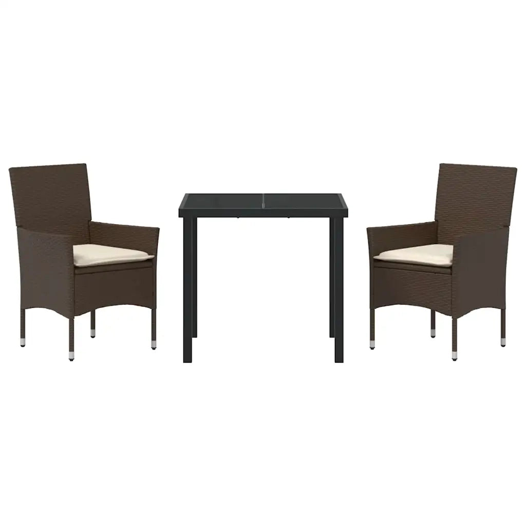 Set da Pranzo per Giardino con cuscino 3 pcs Marrone polyrattan 3379779