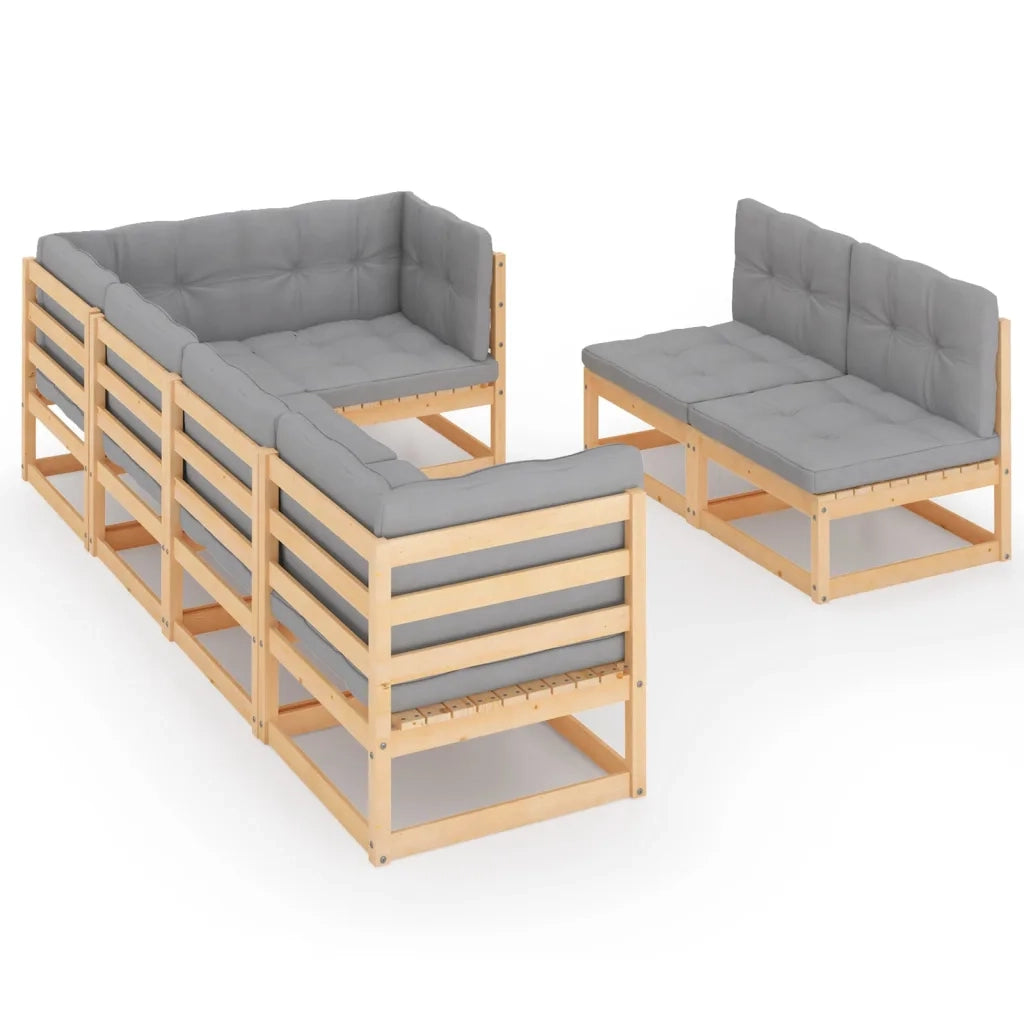 Set Divani da Giardino 7 pz con Cuscini Legno Massello di Pino cod mxl 54108