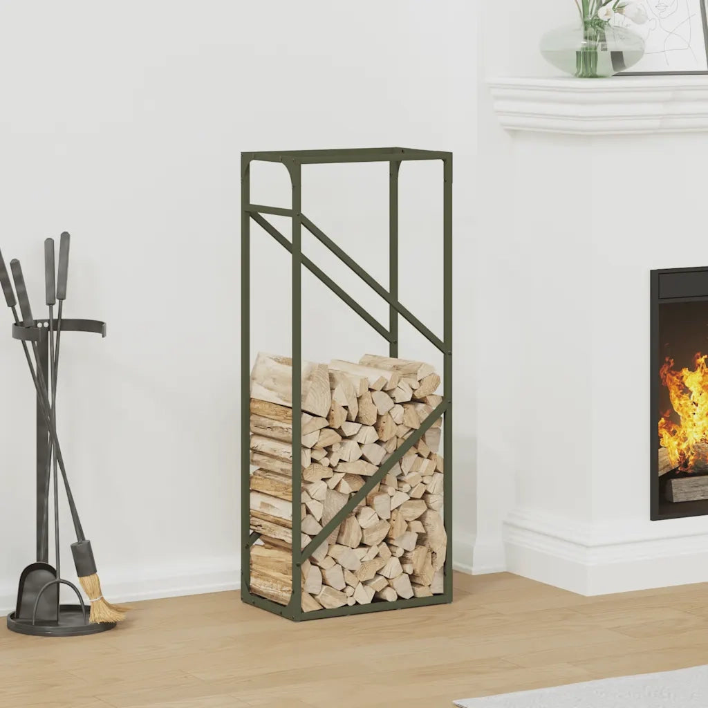 Rastrelliera per Legna da Ardere Verde Oliva 40x25x100 cm CFW3060200