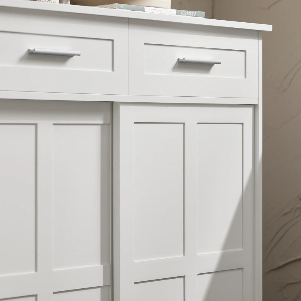 Credenza Con Ante Scorrevoli, Mobile Da Cucina, Armadio Da Soggiorno, Buffet Bianco 80x40x85cm FSB84-W SoBuy