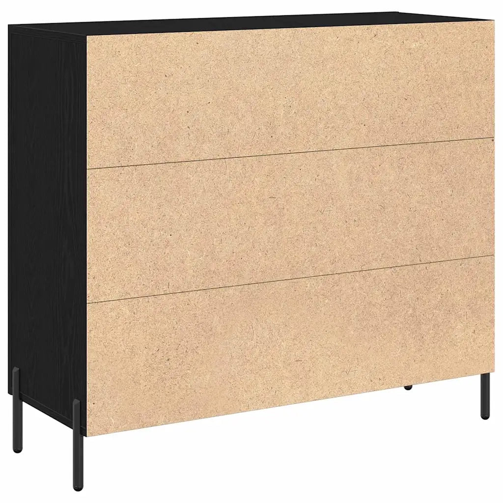 Credenza-Buffet-Armadio da cucina Rovere Nero 90 x 34 x 80 cm Legno multistrato 695886