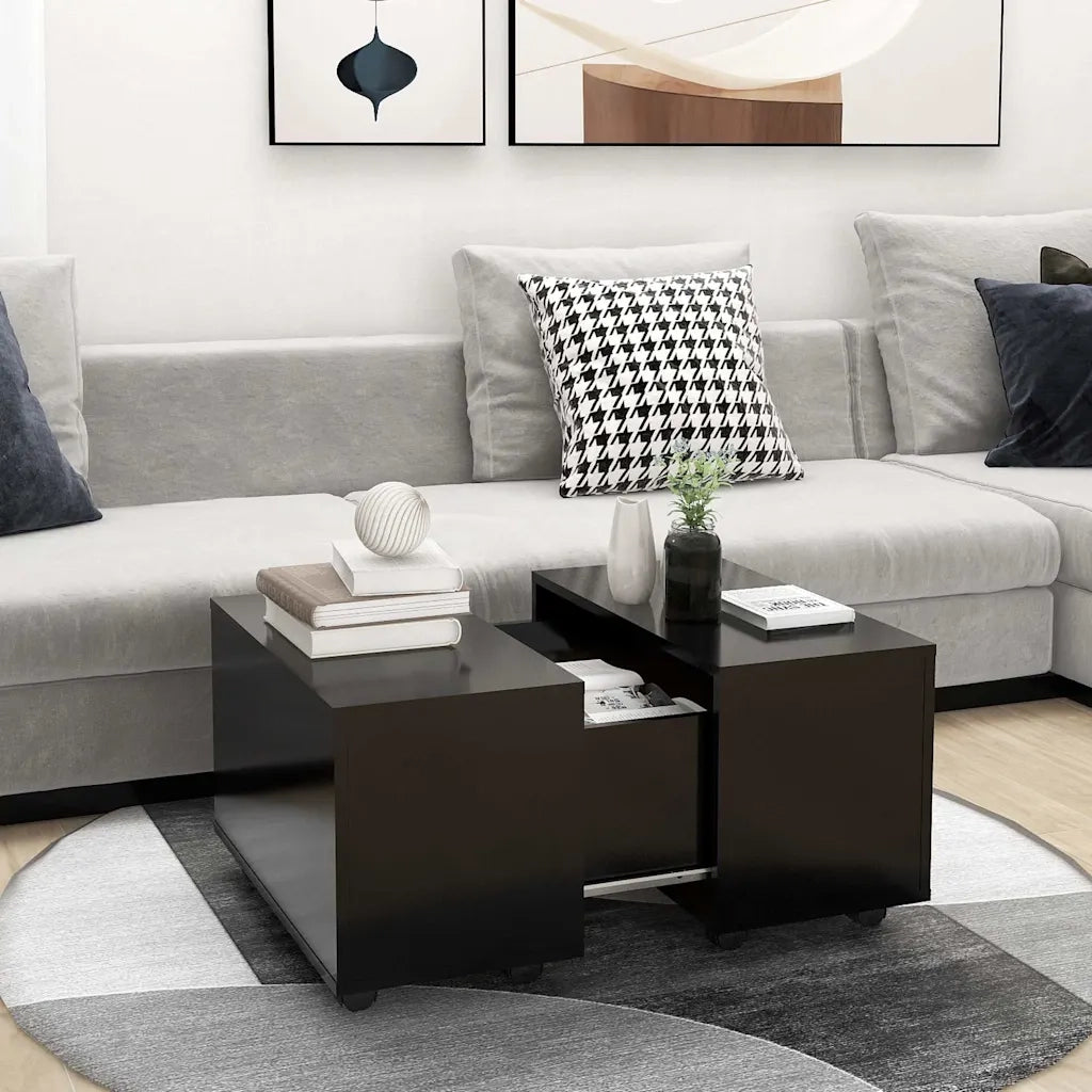 Tavolino da Salotto-Tavolino da soggiorno-Tavolo Nero 60x60x38 cm in Legno Multistrato