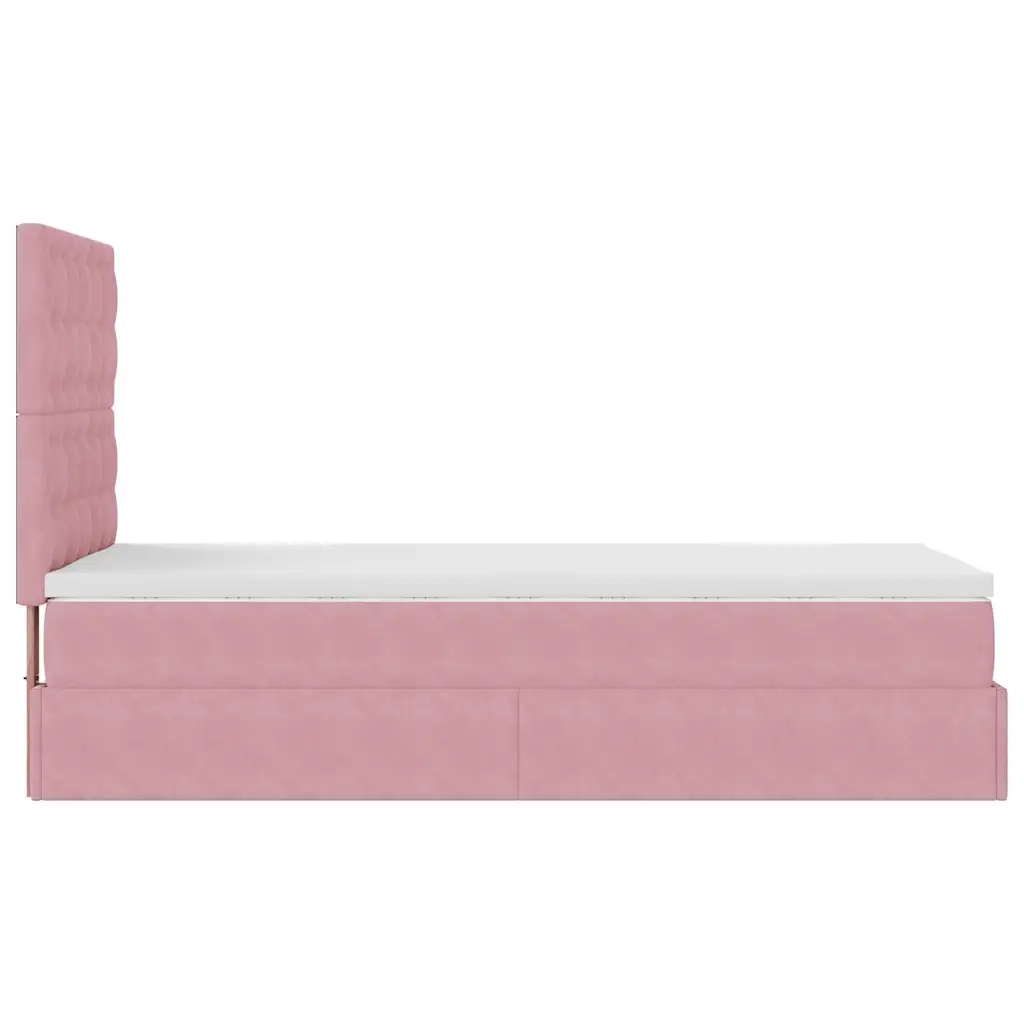 vidaXL Struttura Letto Pouf con Materassi Rosa 80x200 cm Velluto