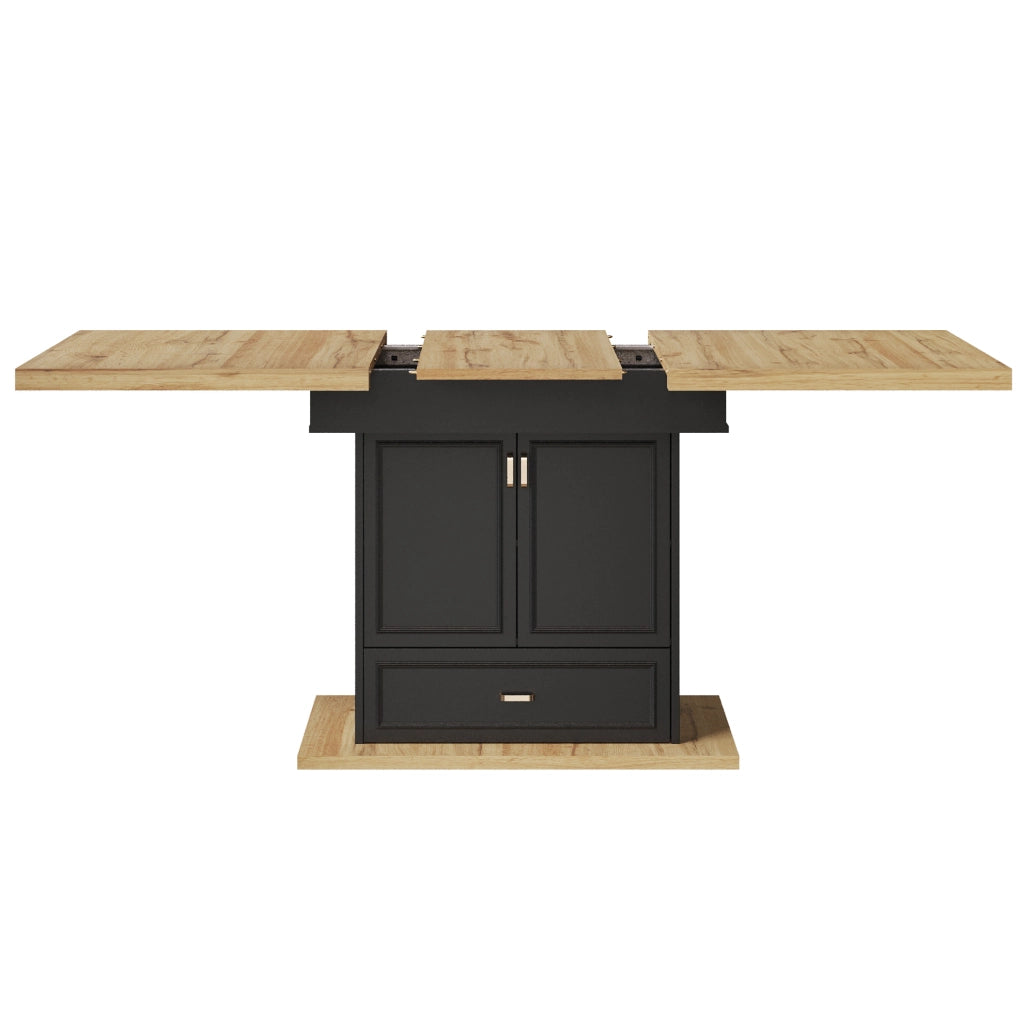 Tavolo da pranzo 110x80x75 cm estensibile con vano contenitore in MDF e metallo naturale