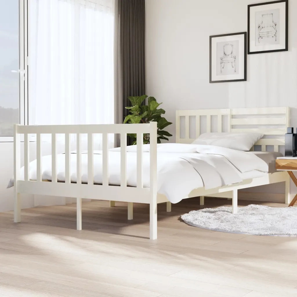 Giroletto-Struttura Letto Bianco in Legno Massello 120x200 cm 332795