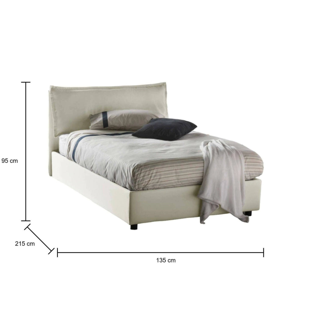 Abbygale, Letto Piazza e Mezza Materasso Incluso Made in Italy, Beige