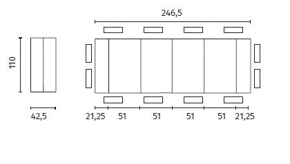 Consolle Allungabile Segmenta 110x42,5/297,5x78 cm in MDF Laccato Bianco Opaco
