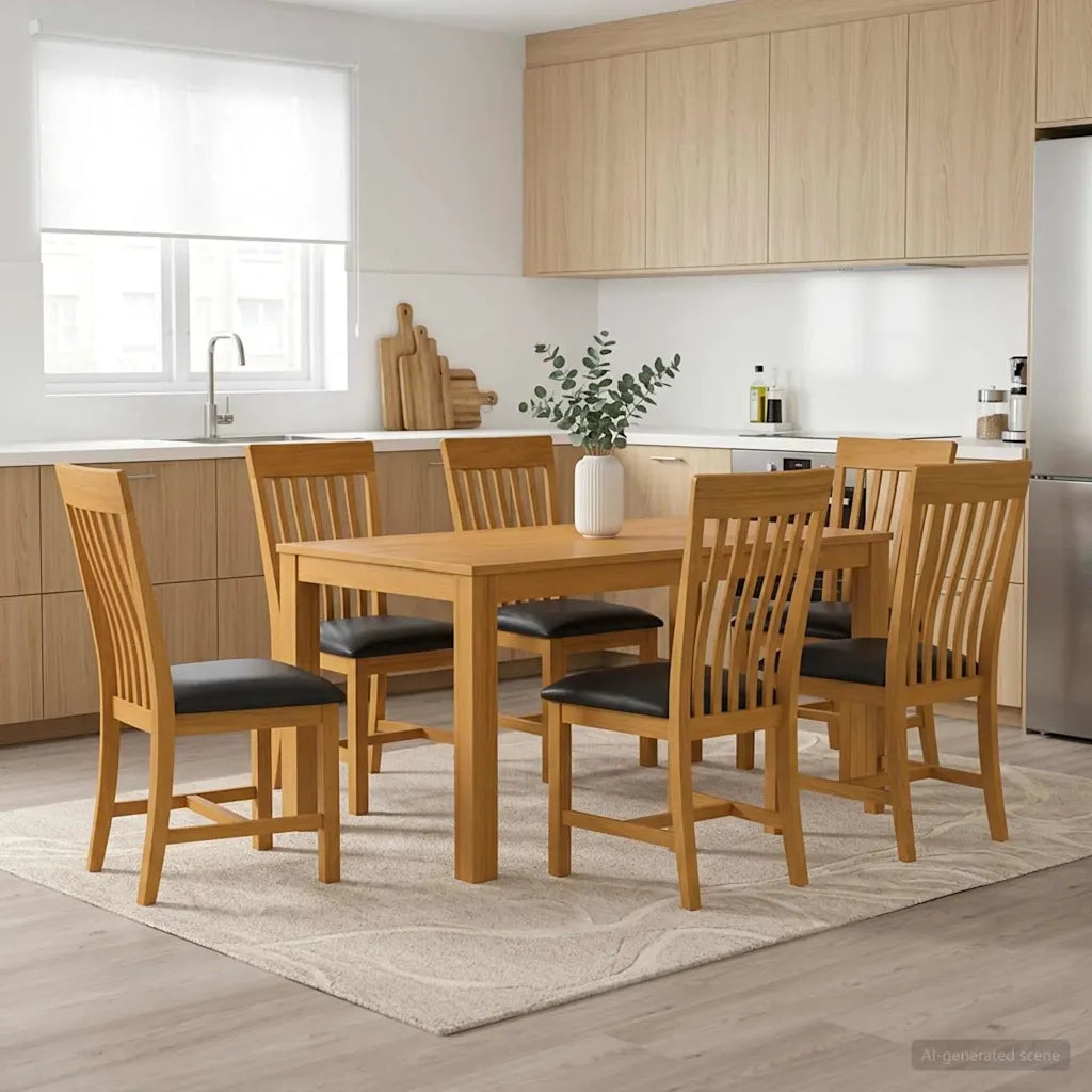 Set da pranzo 7 pz Nero Legno di Quercia Massello 3430376