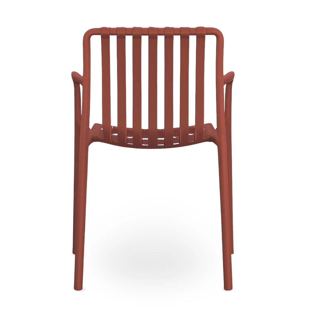 Sedia Iside da esterno in plastica rosso mattone comfort premium con braccioli