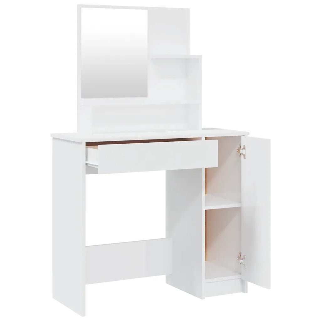Set Tavolo da Toeletta Bianco Lucido 86,5x35x136 cm cod mxl 63453
