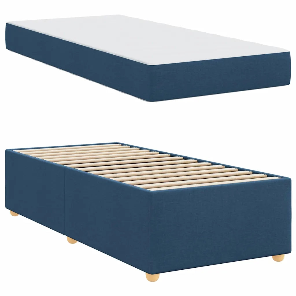 Struttura del letto con materasso Blu 100 x 200 cm Tessuto