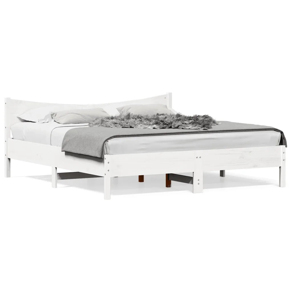 Letto matrimoniale | Letto per adulti | Giroletto senza Materasso Bianco 200x200 cm Legno Massello Pino