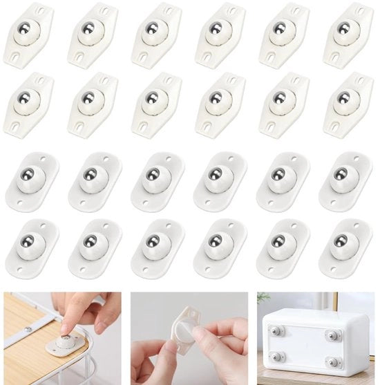 24 pezzi di ruote mini per mobili ruote autoadesive per mobili ruote mini 360° per mobili ruote pesanti mini per piccoli mobili scatole contenitori e mensole