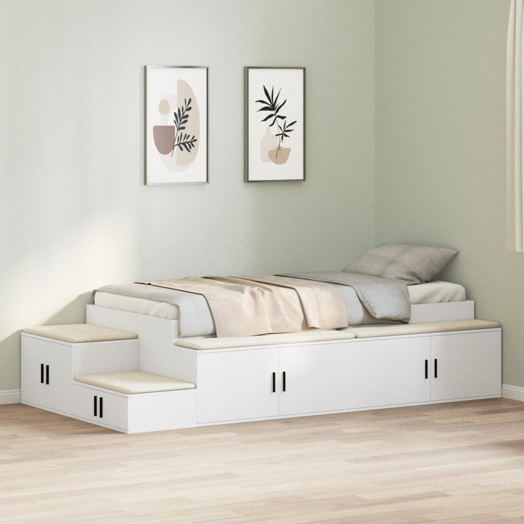 Struttura del Letto con Deposito Bianco 75x190 cm