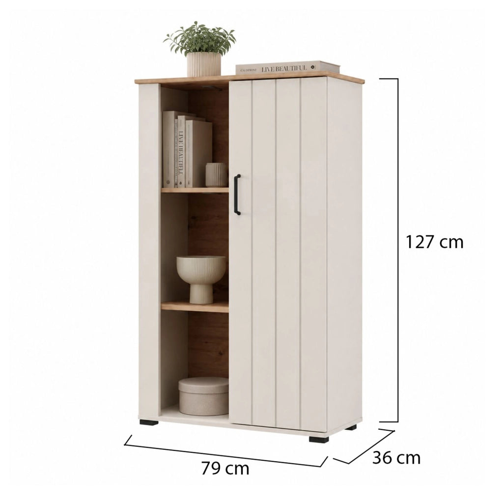 Mobile Espositore Farra, Vetrina 4 Ripiani, 79x36x127h cm Bianco Crema