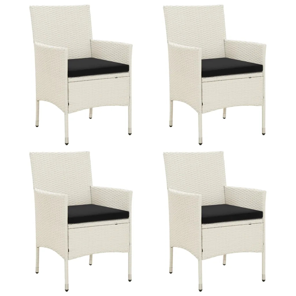 Sedie da Giardino con Cuscini 4 pz in Polyrattan Bianche cod mxl 23204