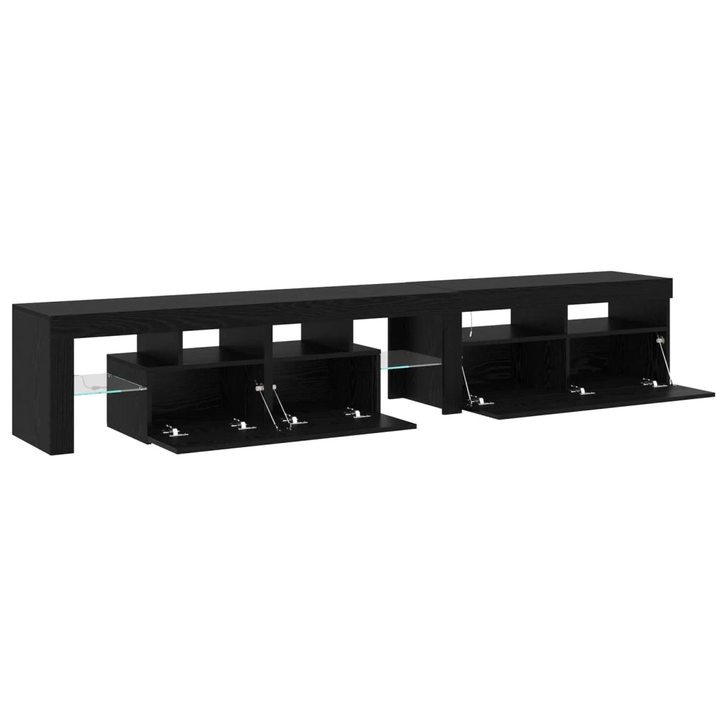 Set di 2 mobili TV rettangolari contemporanei con illuminazione a LED 230 x 36,5 x 40 cm legno ingegnerizzato nero 02_0055903