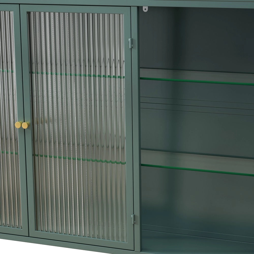 Armadietto Pensile a 3 Ante con Vetro ¨C MINIMAL ¨C Verde Scuro