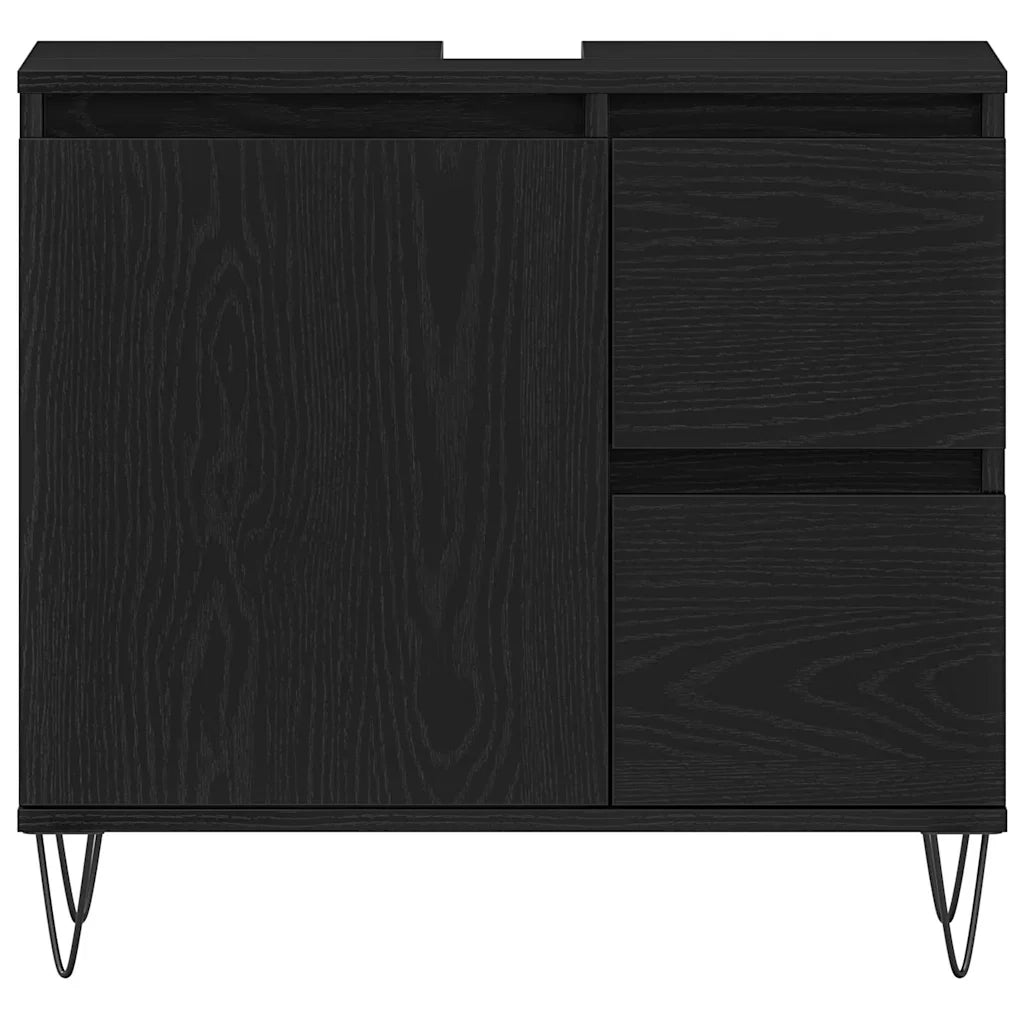 Armadio per Lavabo da Bagno Rovere Nero 65 x 33 x 60 cm 862891