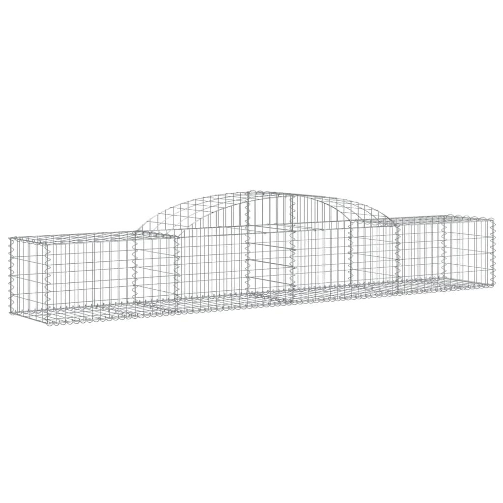 Set di 8 gabbioni ad arco per recinzione gabbia o muro di contenimento 300 x 50 x 40/60 cm ferro zincato argento 02_0041201