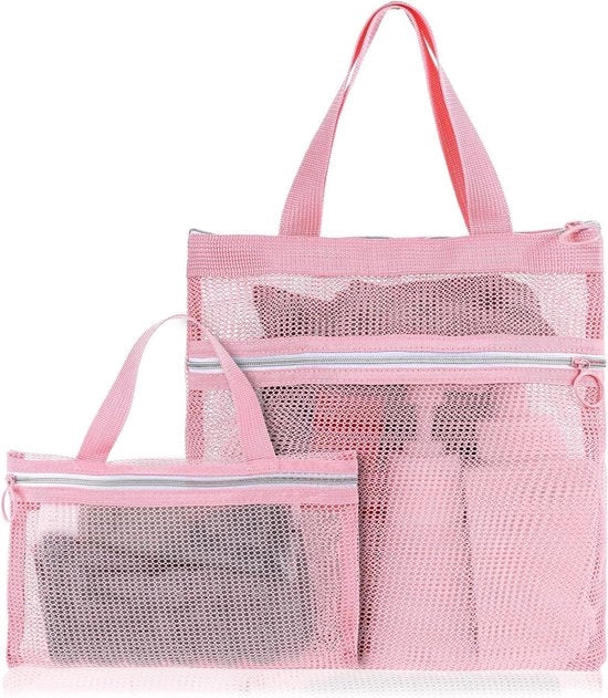 Due pezzi di douchetas mesh per viaggiare, fitness, doccia, doucheman, non aderente, portatile - rosa