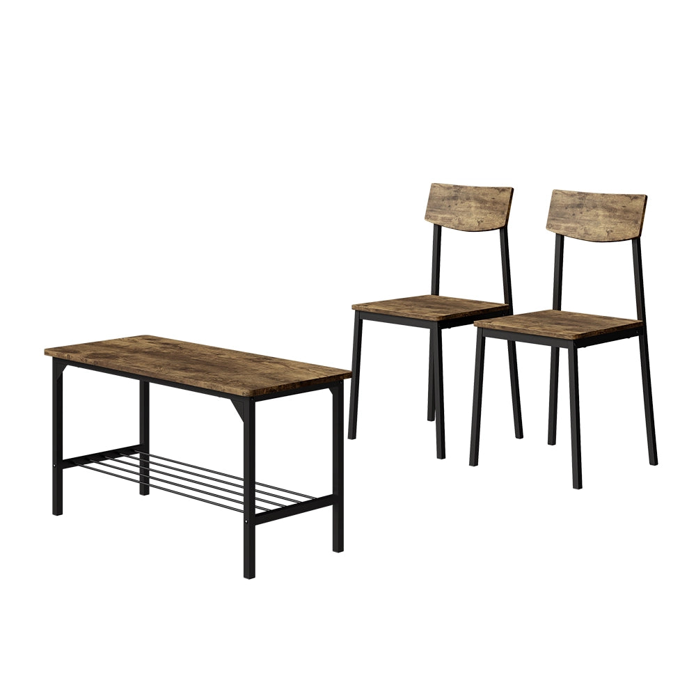 Vicco Panca e sedia Nero/quercia rustico 85 x 46 cm 3 parti