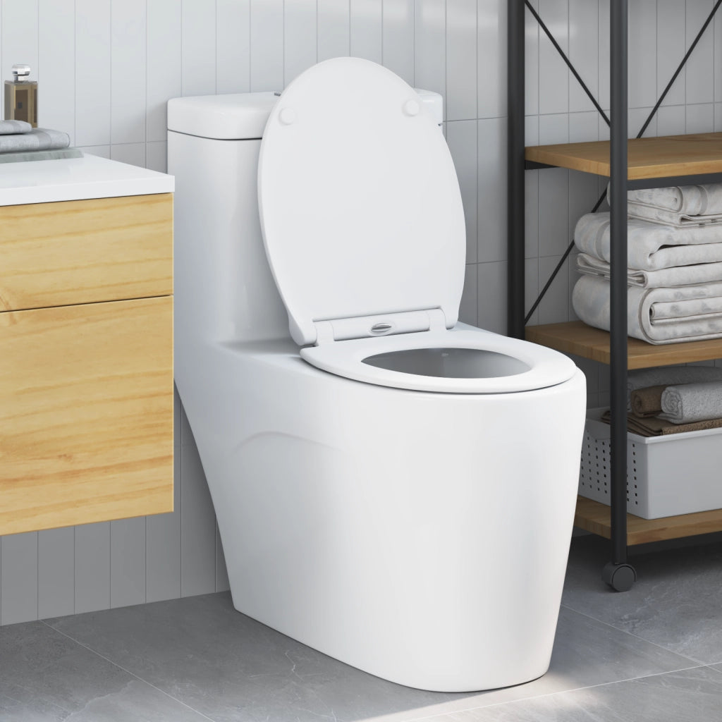 Toilet Seat con Chiusura Flessibile in Duroplast Bianco