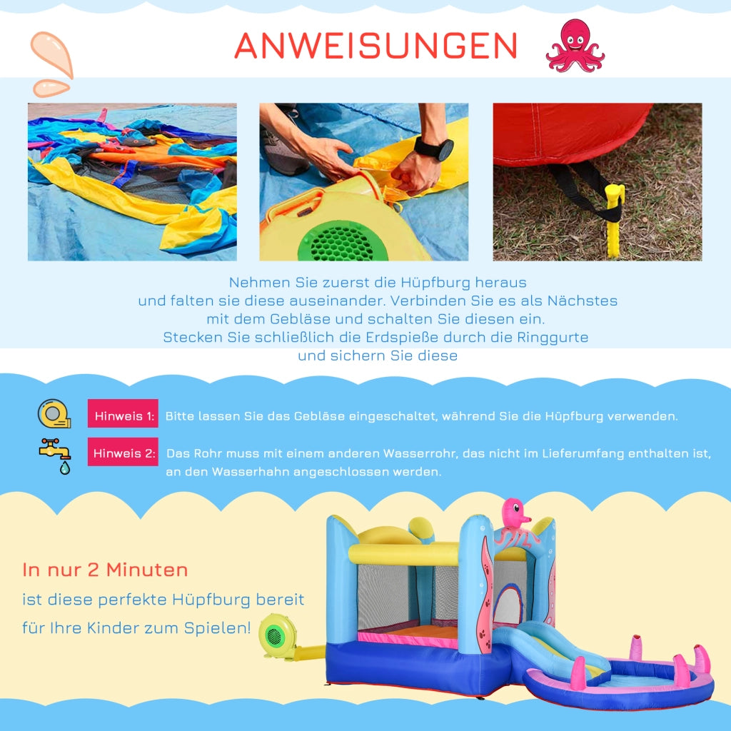 Gonfiabile Salto Castello con Pompa, Patch, Trampolino, Piscina, Scivolo ¨C Minimal ¨C 360x175x180 cm